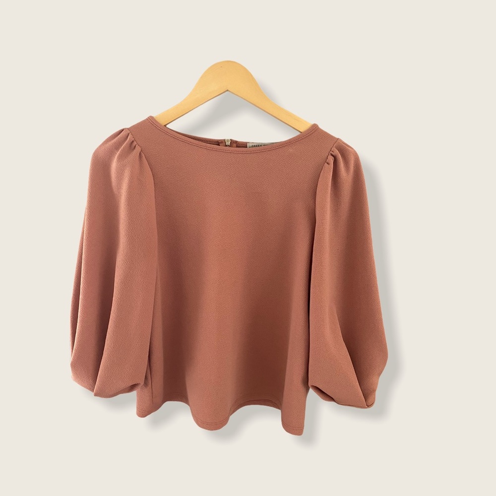 Salmon Color Bubble Sleeve Top